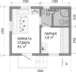 Проект каркасной бани с туалетом
