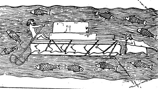 Надувной плот на одном из ассирийских рельефов
