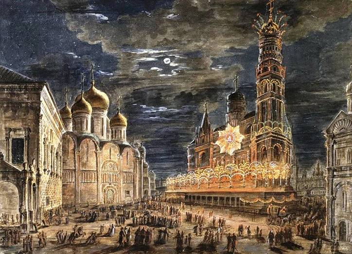 Иллюминация на Соборной площади в честь коронации Александра 1