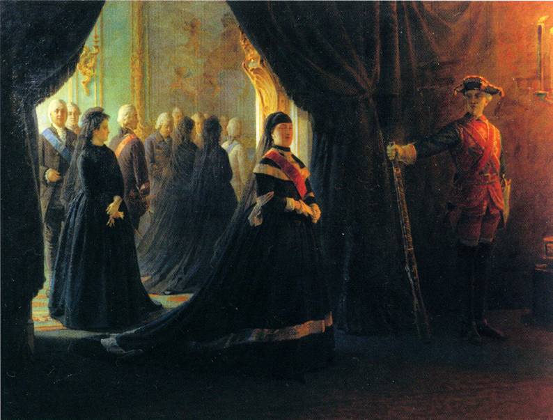 картина Николая Ге Екатерина 2 у гроба императрицы Елизаветы