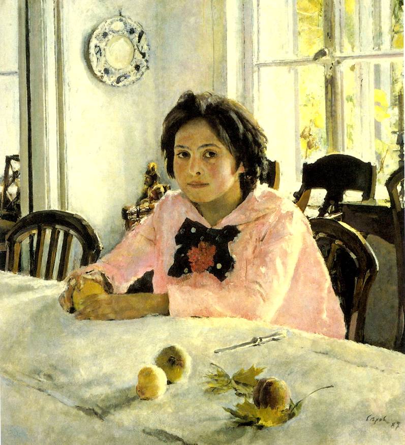 картина девочка с персиками