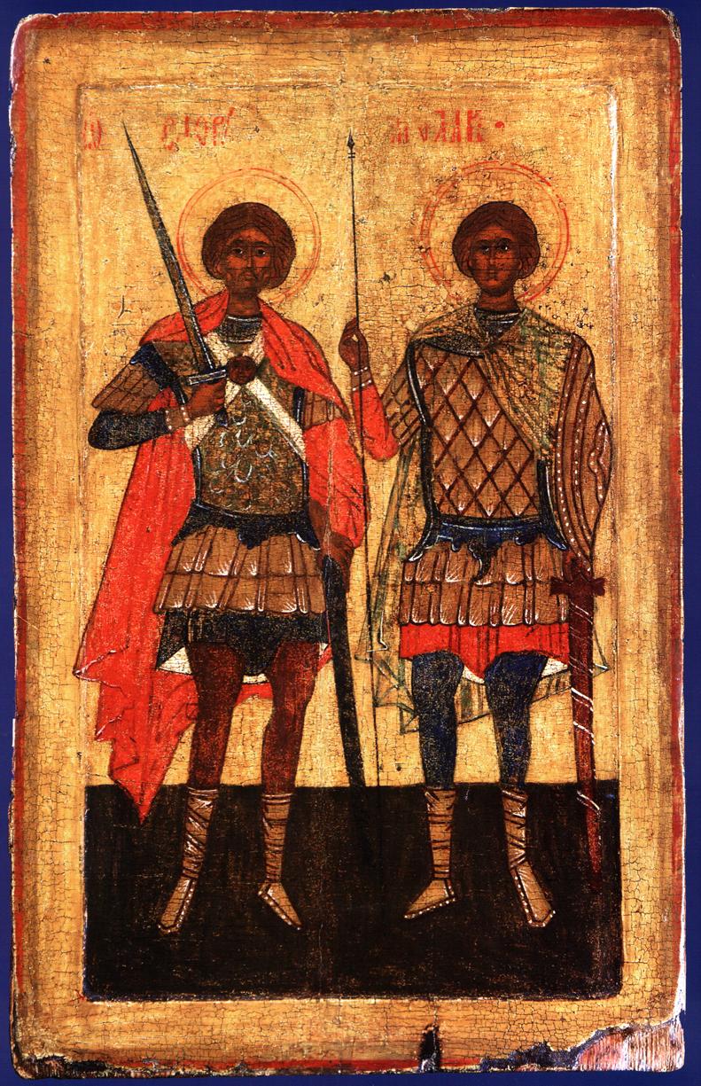 Икона Святые Флор и Лавр в образе воинов