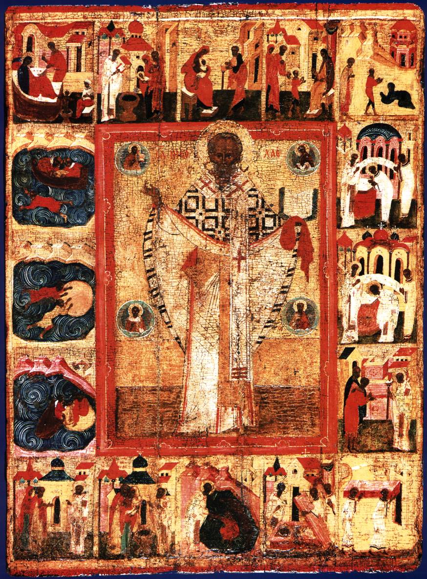 Икона Святой Николай, с 16 клеймами жития. 16 век