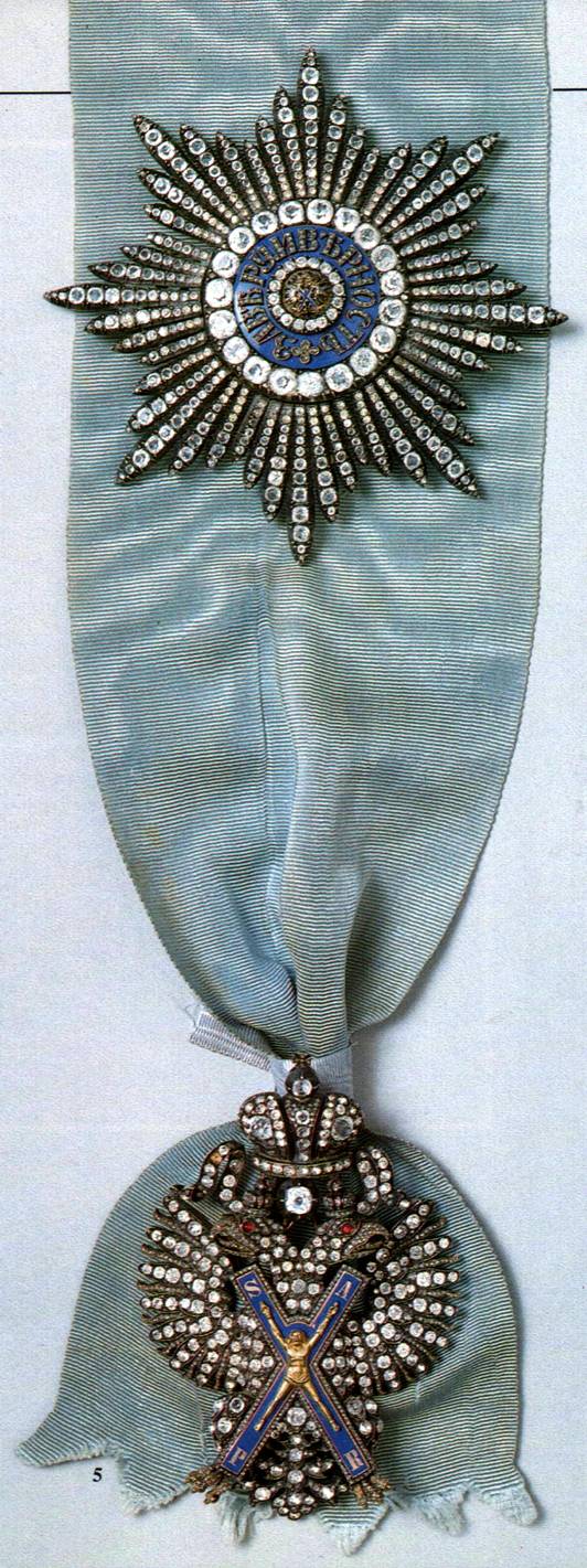 Звезда и знак ордена Андрея Первозванного украшенные бриллиантами