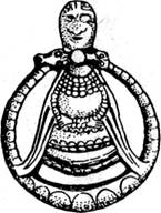 Серебряное украшение с изображением сидящей женщины